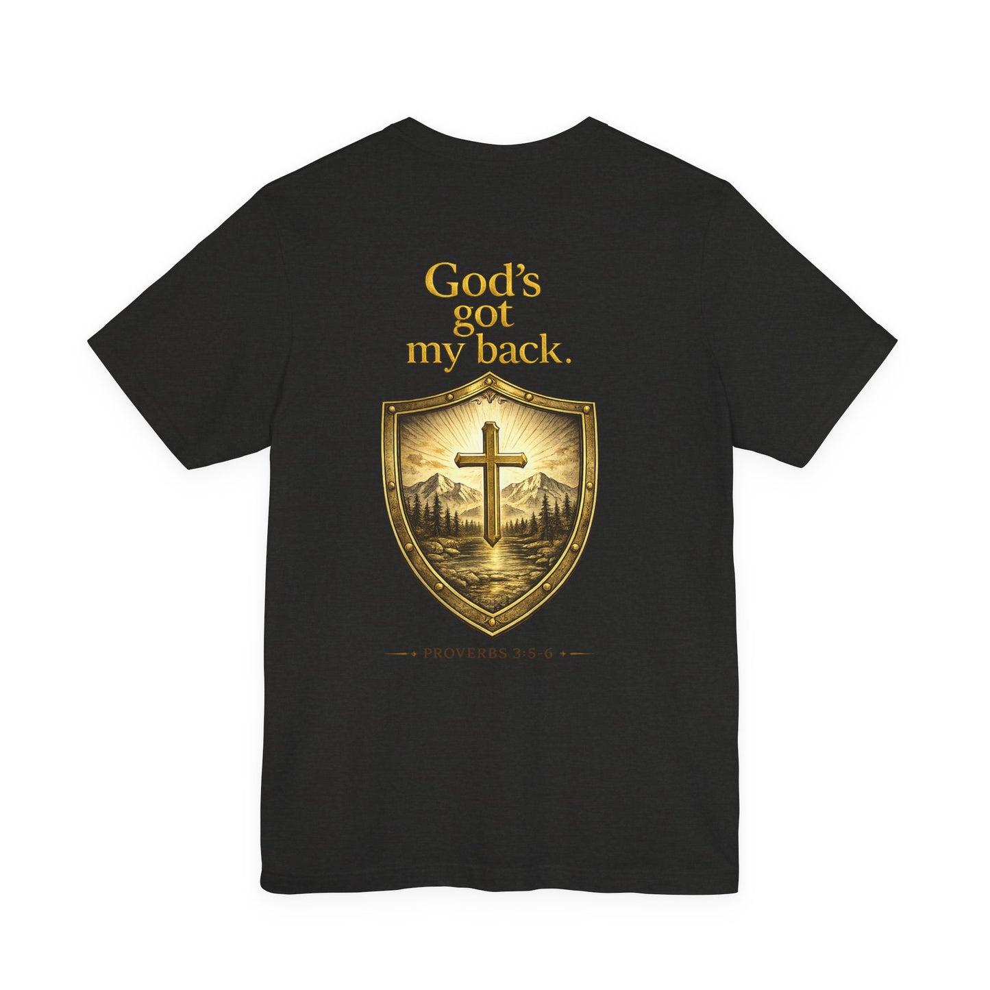 God's Got My Back Shield Tee — Christian Faith Cross T-Shirt