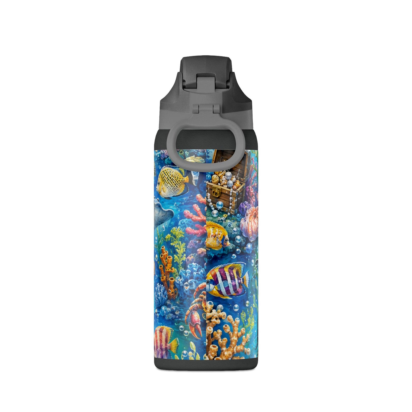 SeaLife 32oz Insulated Water Bottle — Colorful Ocean Turtle & Jellyfish Design