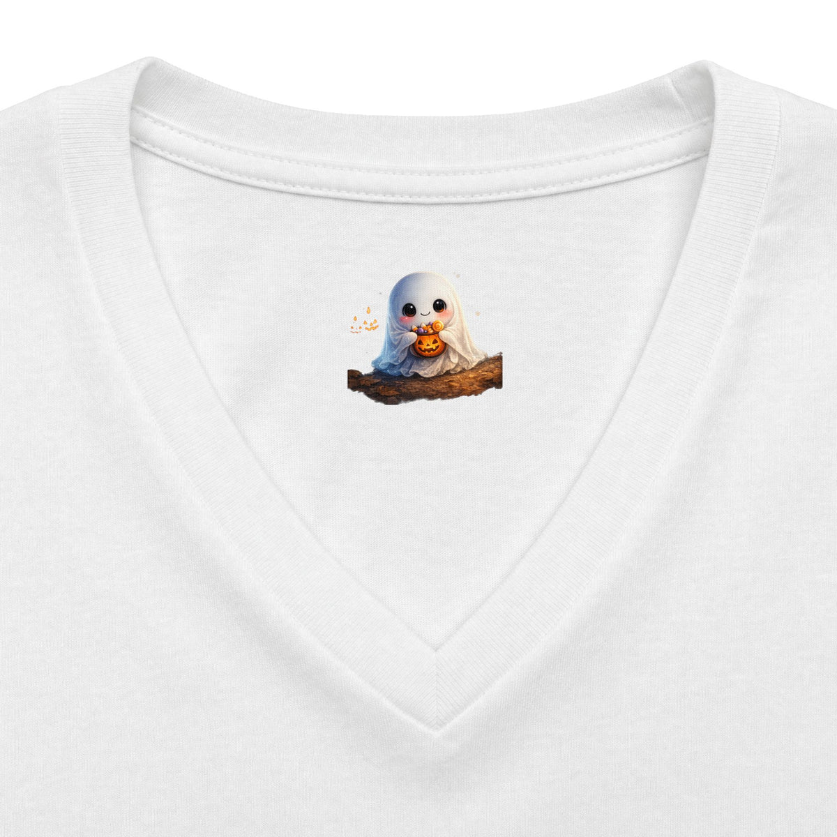 Abuela Halloween V-Neck Tee — Cute Pumpkin Ghost 'Abuela' Graphic