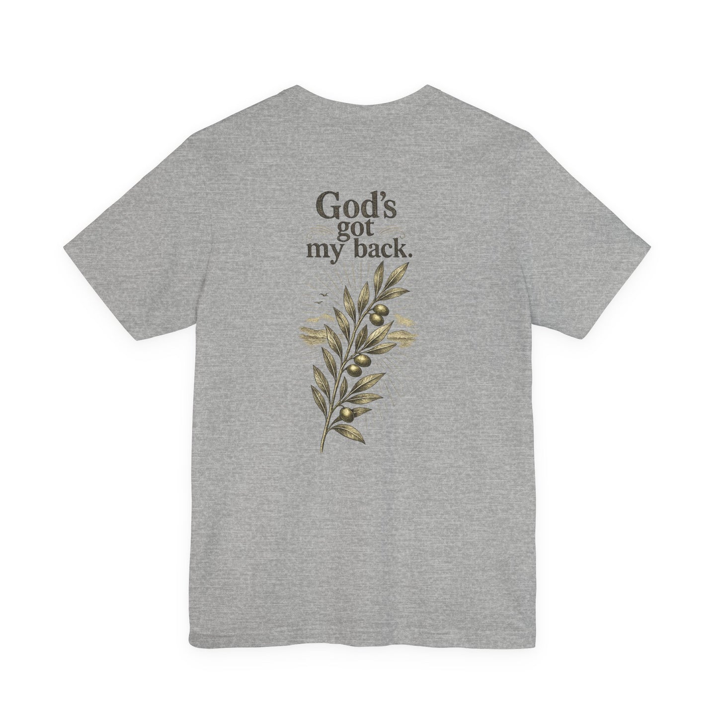 Christian Tee — "God's Got My Back" Floral Chest & Back Print
