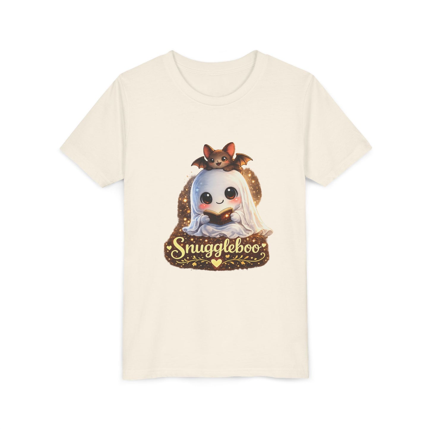 Youth Tee — "Snuggleboo" Cute Ghost & Bat Halloween Shirt