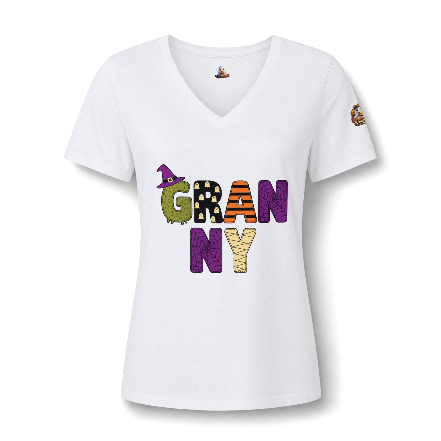 Granny Halloween V-Neck Tee — Women's 'GRANNY' Spooky Holiday Shirt