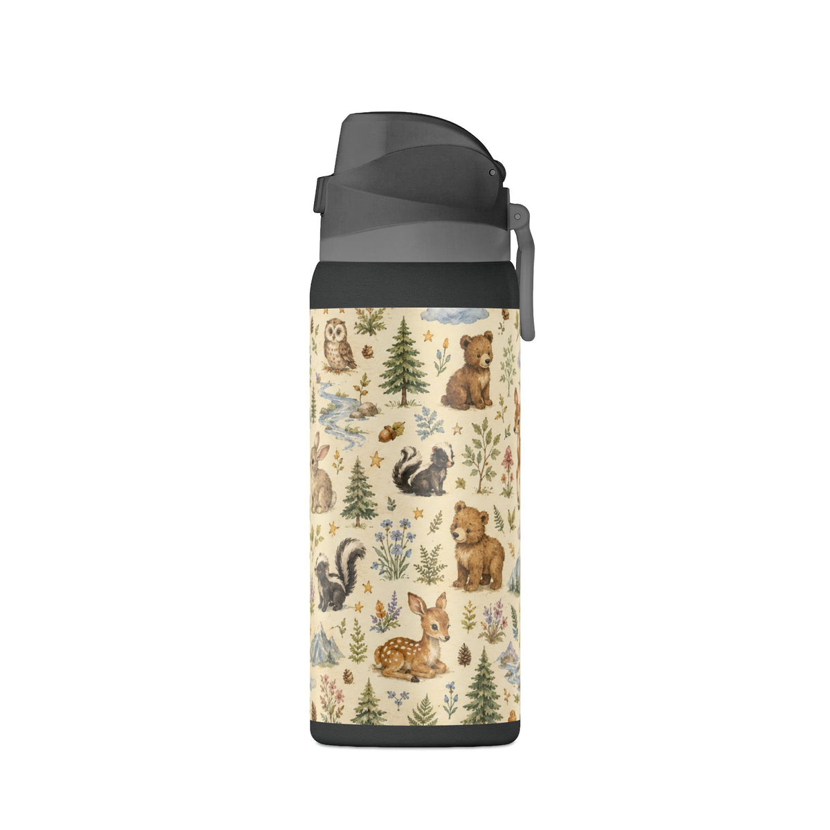 Insulated Water Bottle — Woodland Animals Pattern 32oz