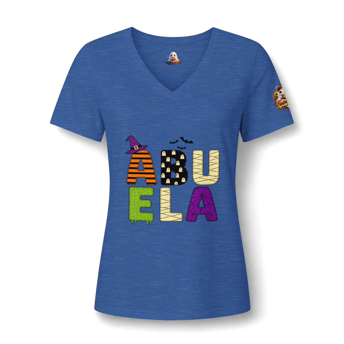 Abuela Halloween V-Neck Tee — Cute Pumpkin Ghost 'Abuela' Graphic