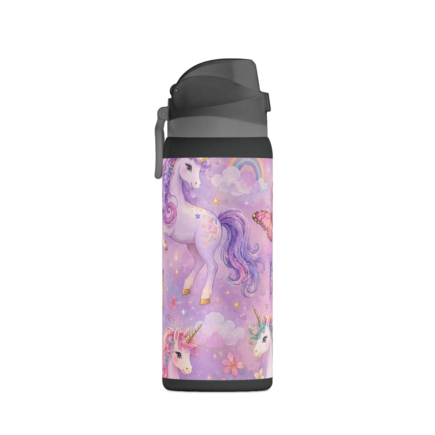 Unicorn Dreams 32oz Insulated Water Bottle — Magical Rainbow Butterflies