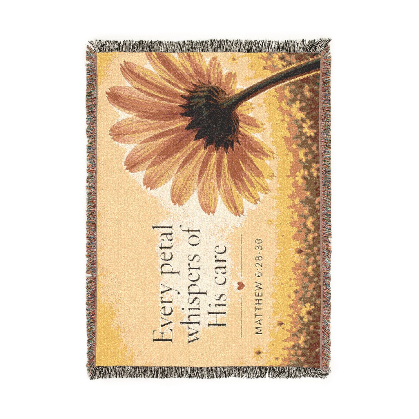 Inspirational Floral Woven Blanket — "Every Petal Whispers of His Care" (Scripture Matthew 6:28–30)