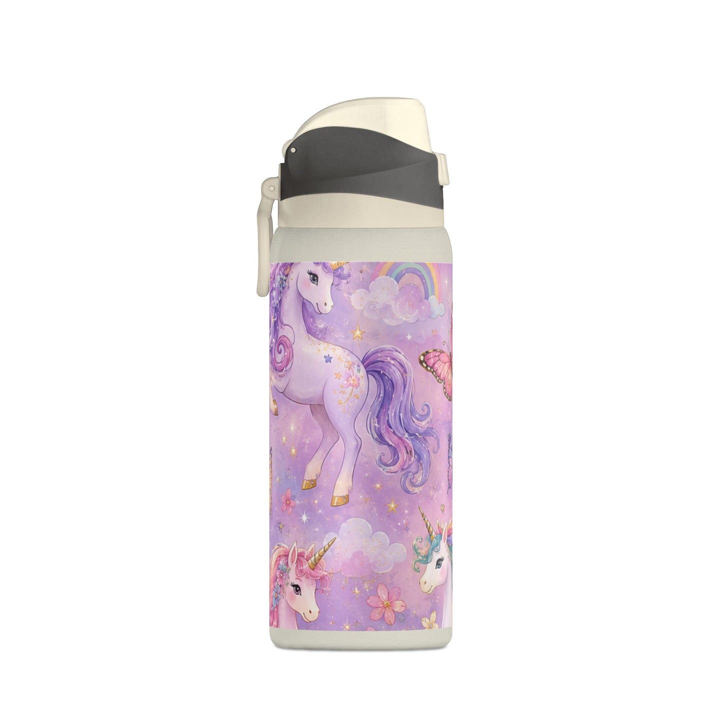 Unicorn Dreams 32oz Insulated Water Bottle — Magical Rainbow Butterflies