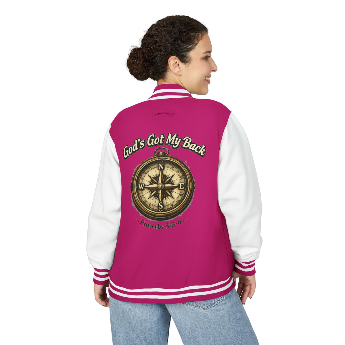 Letterman Jacket — "God's Got My Back" Compass Christian Varsity Jacket