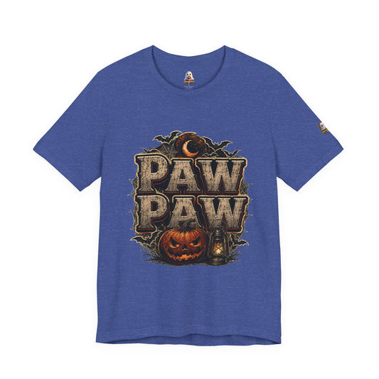Paw Paw Halloween T‑Shirt — Vintage Pumpkin & Bats Scary Grandpa Tee