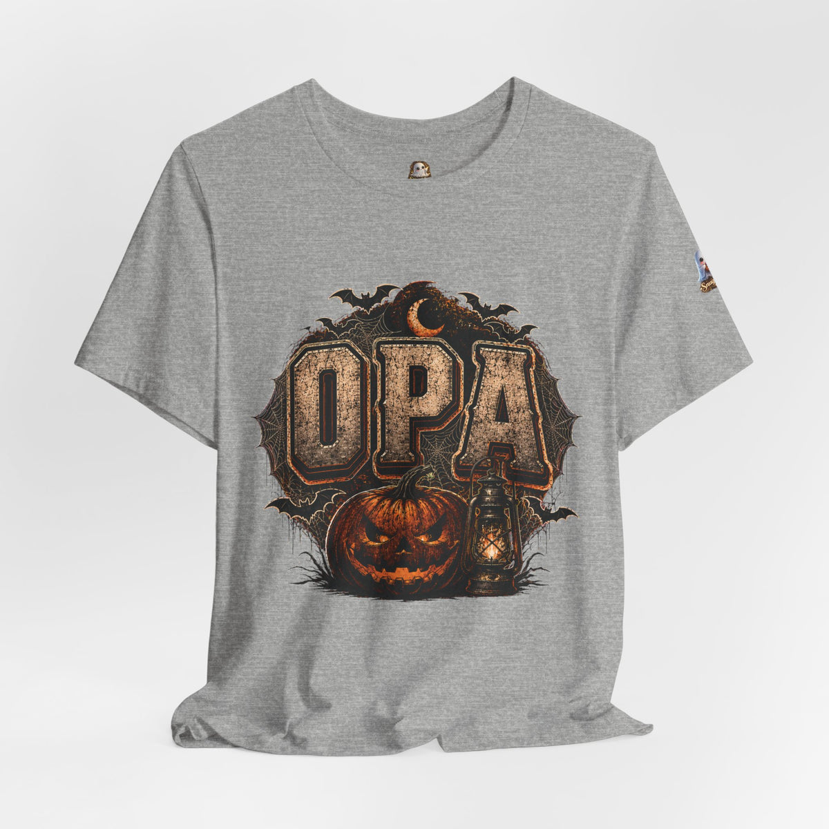 OPA Halloween Tee — Vintage Pumpkin, Lantern & Bat Graphic T-Shirt