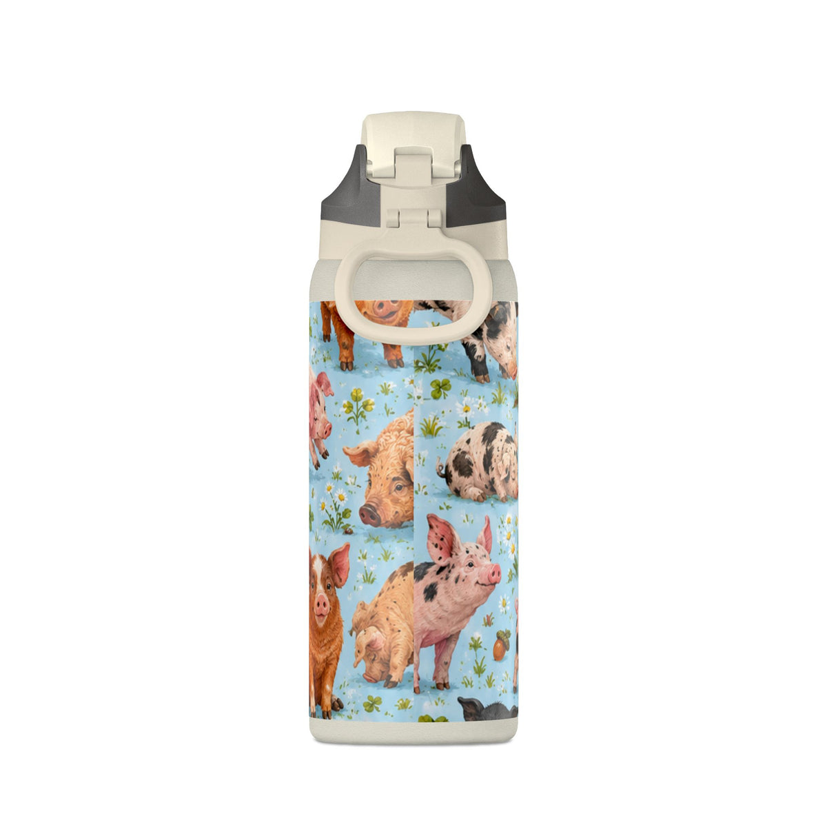 32oz Insulated Water Bottle — Cute Piglet Pattern Stainless Steel Tumbler