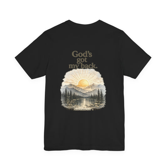God's Got My Back T-Shirt — Faith Sunrise Mountain Tee (Proverbs 3:5-6)