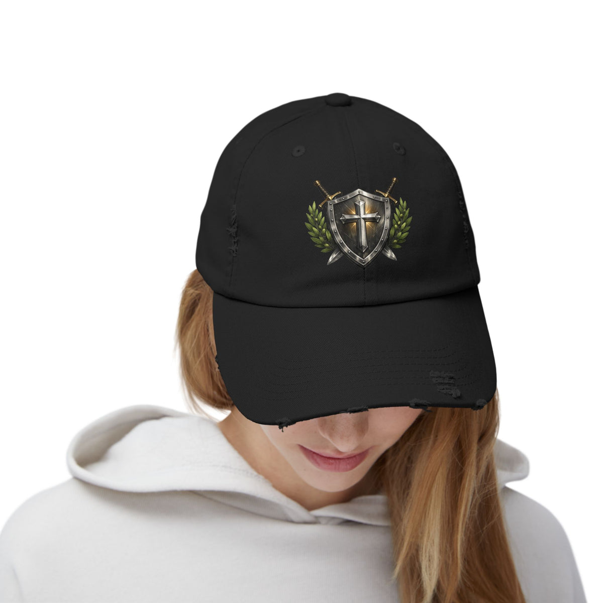 Distressed Shield & Swords Baseball Cap