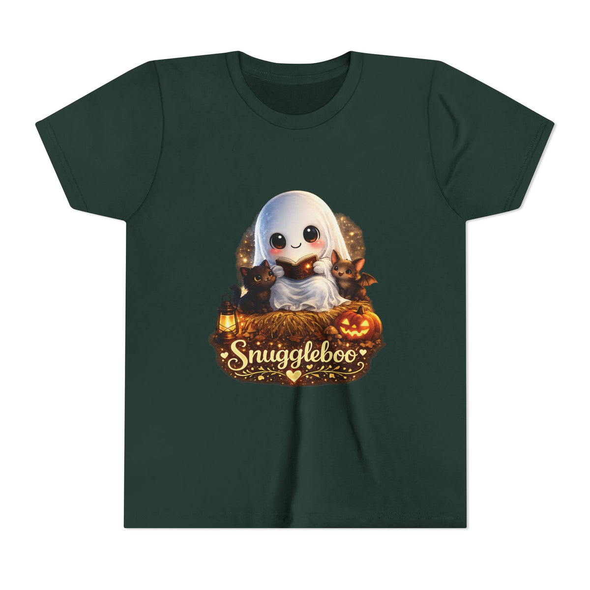 Kids Halloween Ghost Tee – "Snuggleboo" Cute Spooky Pumpkin Design