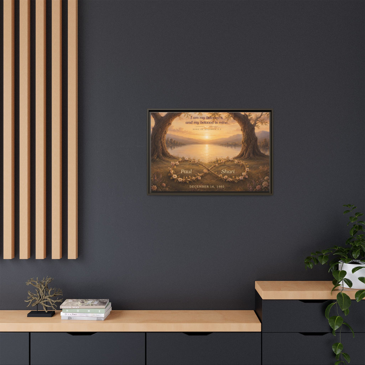 Framed Canvas Print — "I Am My Beloved's" Romantic Sunset Wall Art