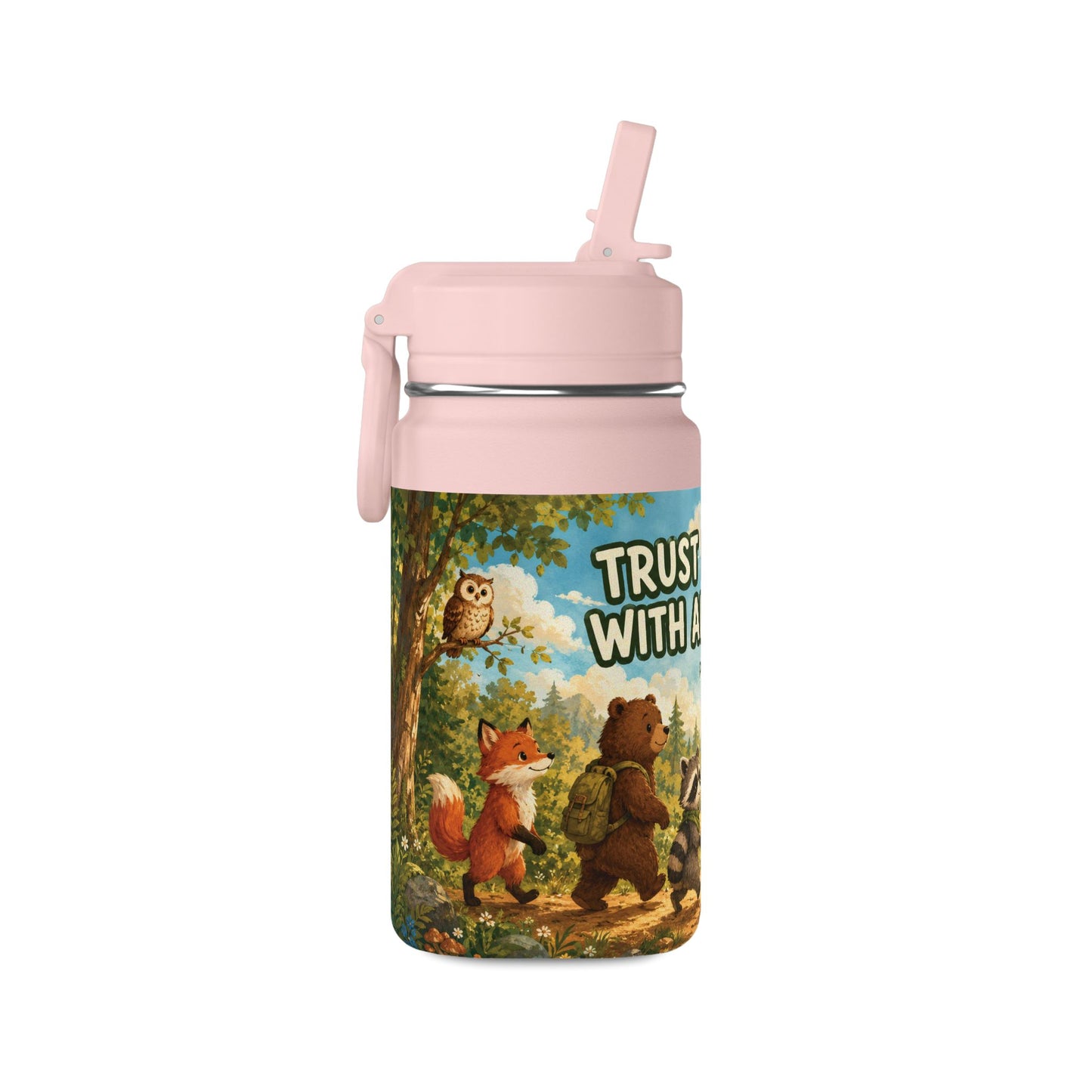 Kids Mini Water Bottle – "Trust in the Lord" Woodland Animals 14oz