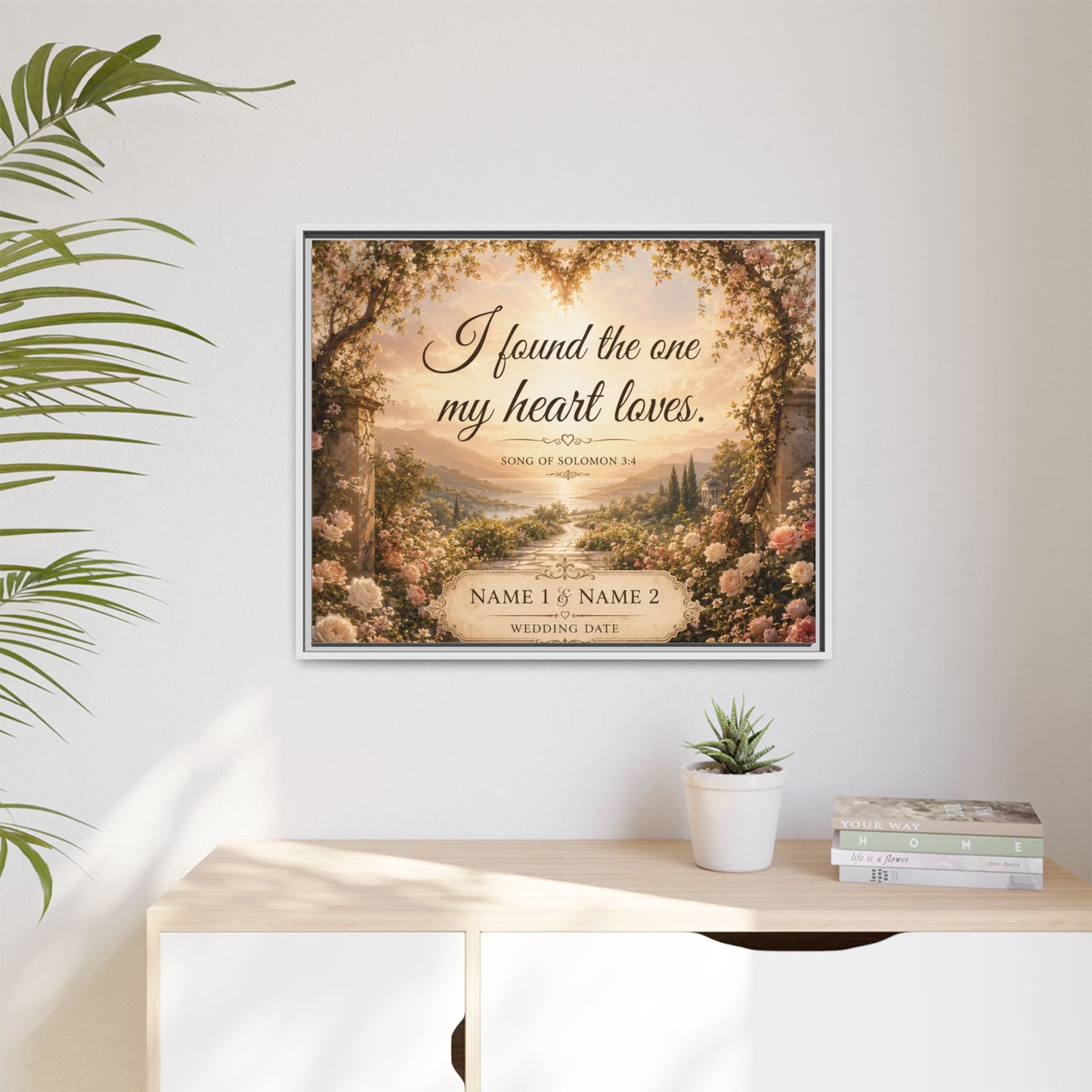 Framed Canvas Print — "I Found the One My Heart Loves" Personalized Wedding Art