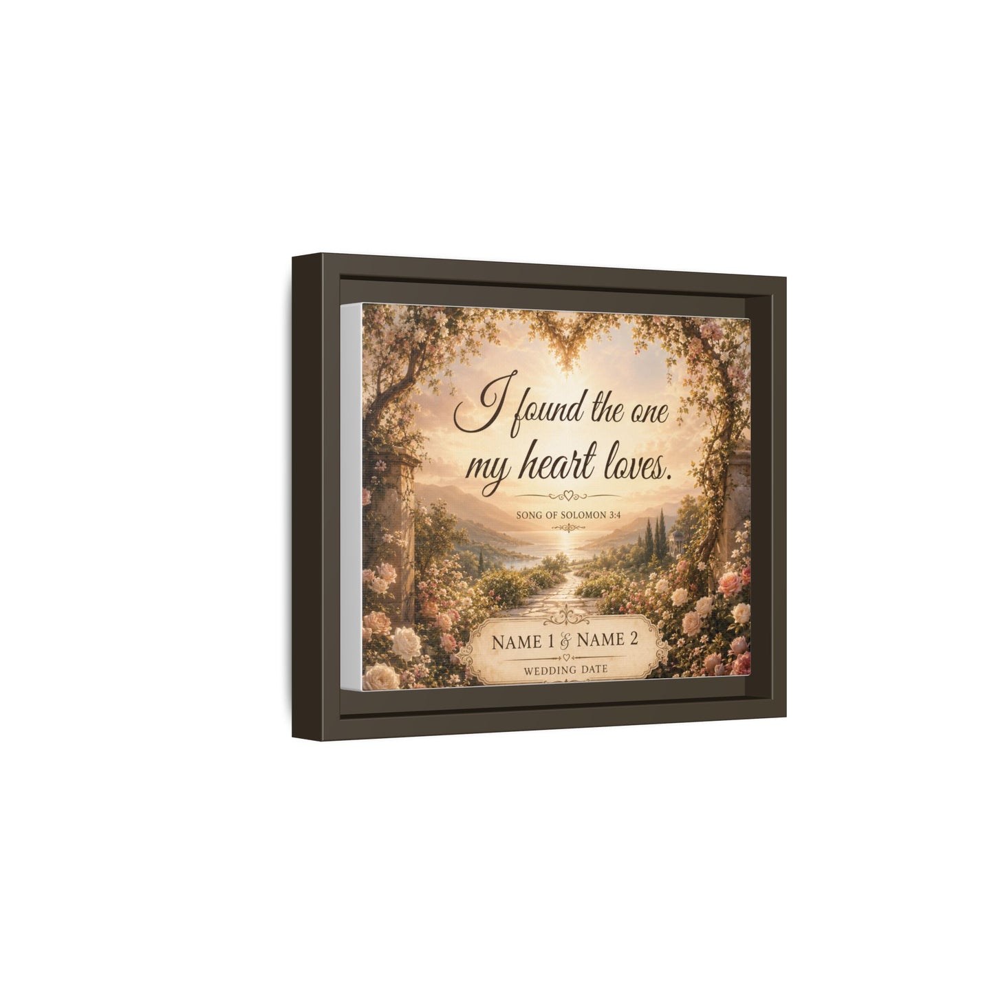 Framed Canvas Print — "I Found the One My Heart Loves" Personalized Wedding Art