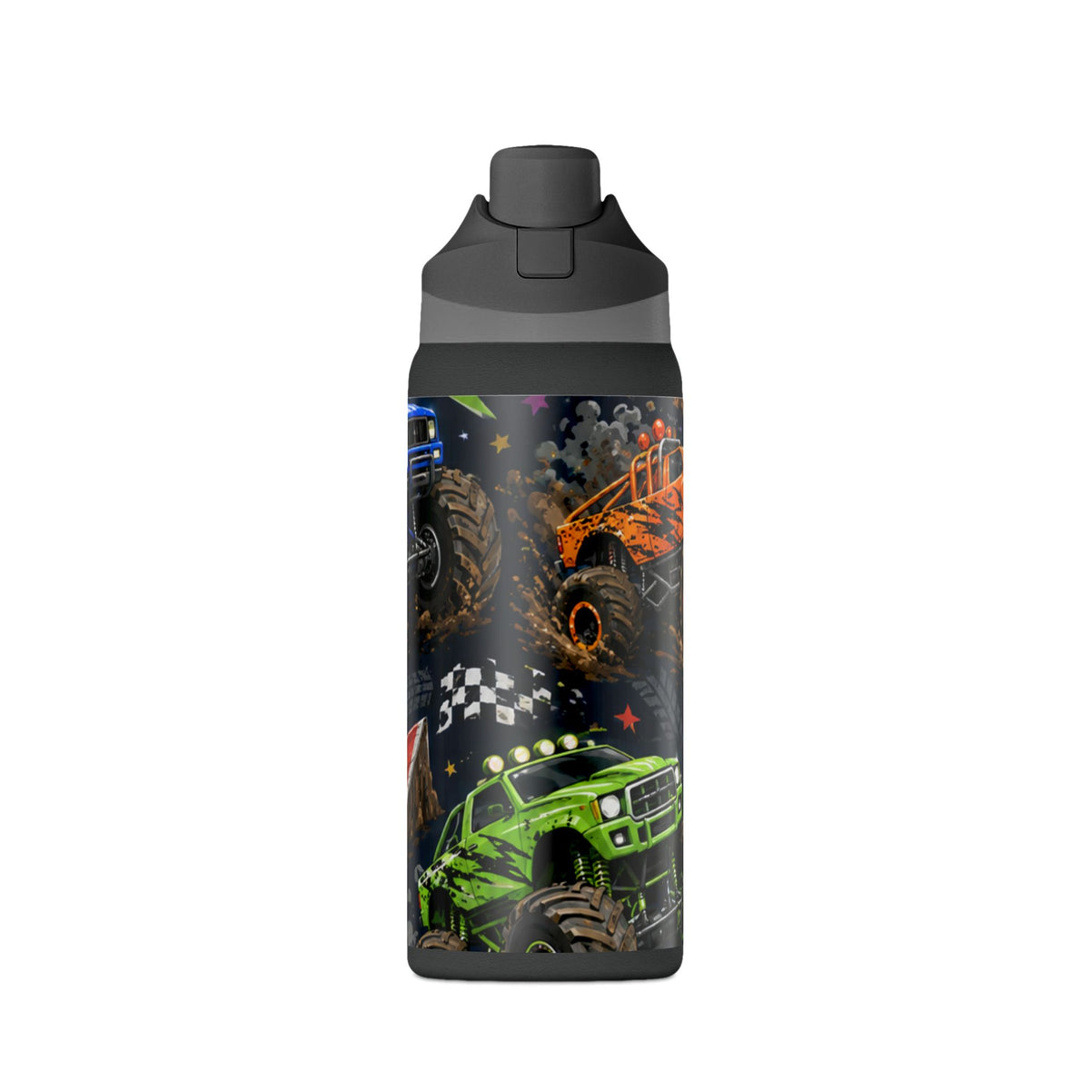 Monster Truck Insulated Water Bottle — 32oz Stainless Steel, Kids Racing Design