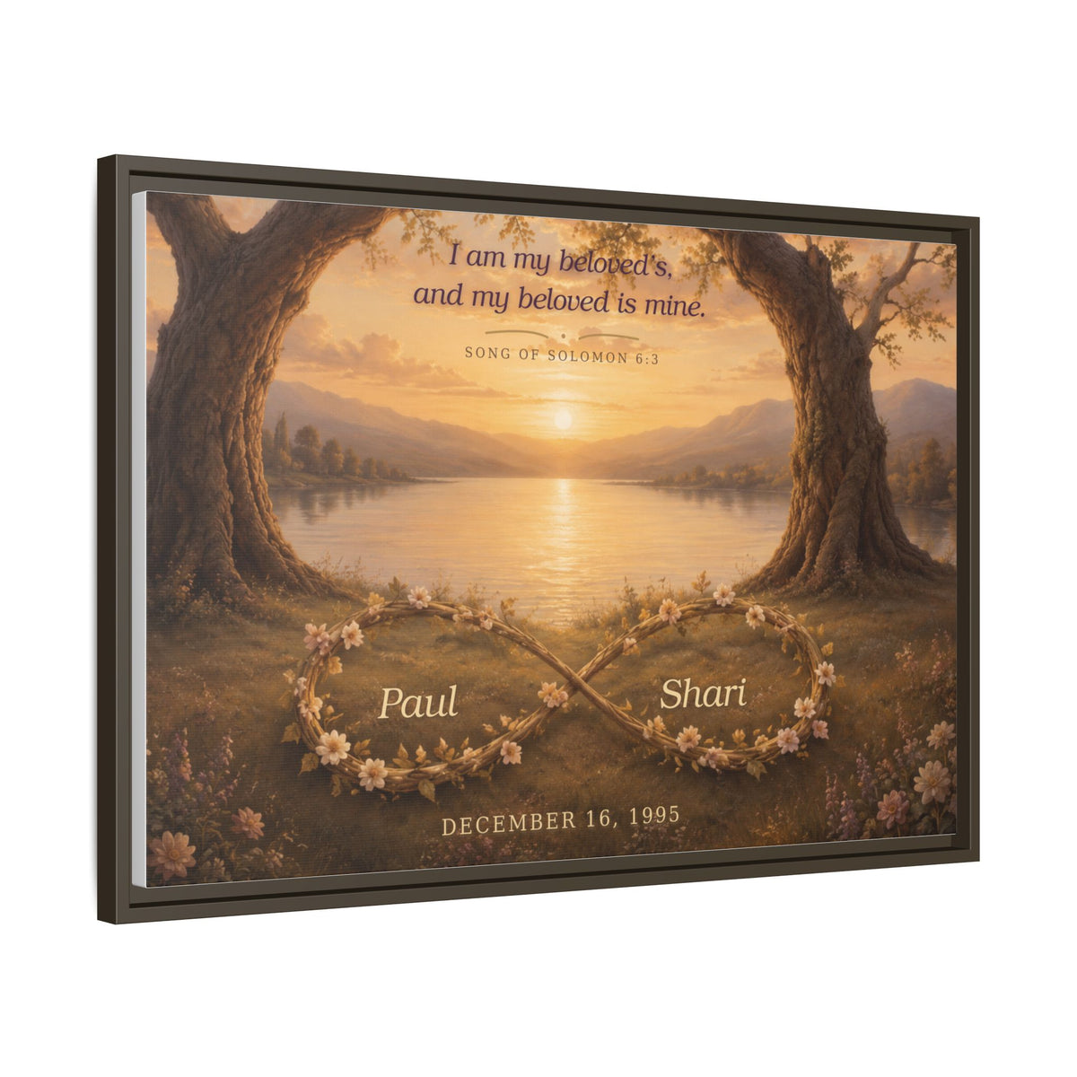 Framed Canvas Print — "I Am My Beloved's" Romantic Sunset Wall Art