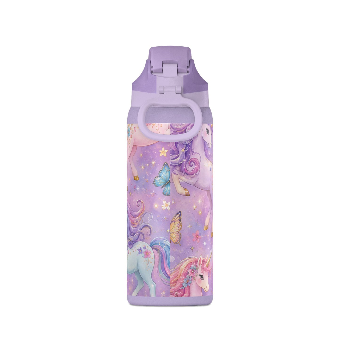 Unicorn Dreams 32oz Insulated Water Bottle — Magical Rainbow Butterflies