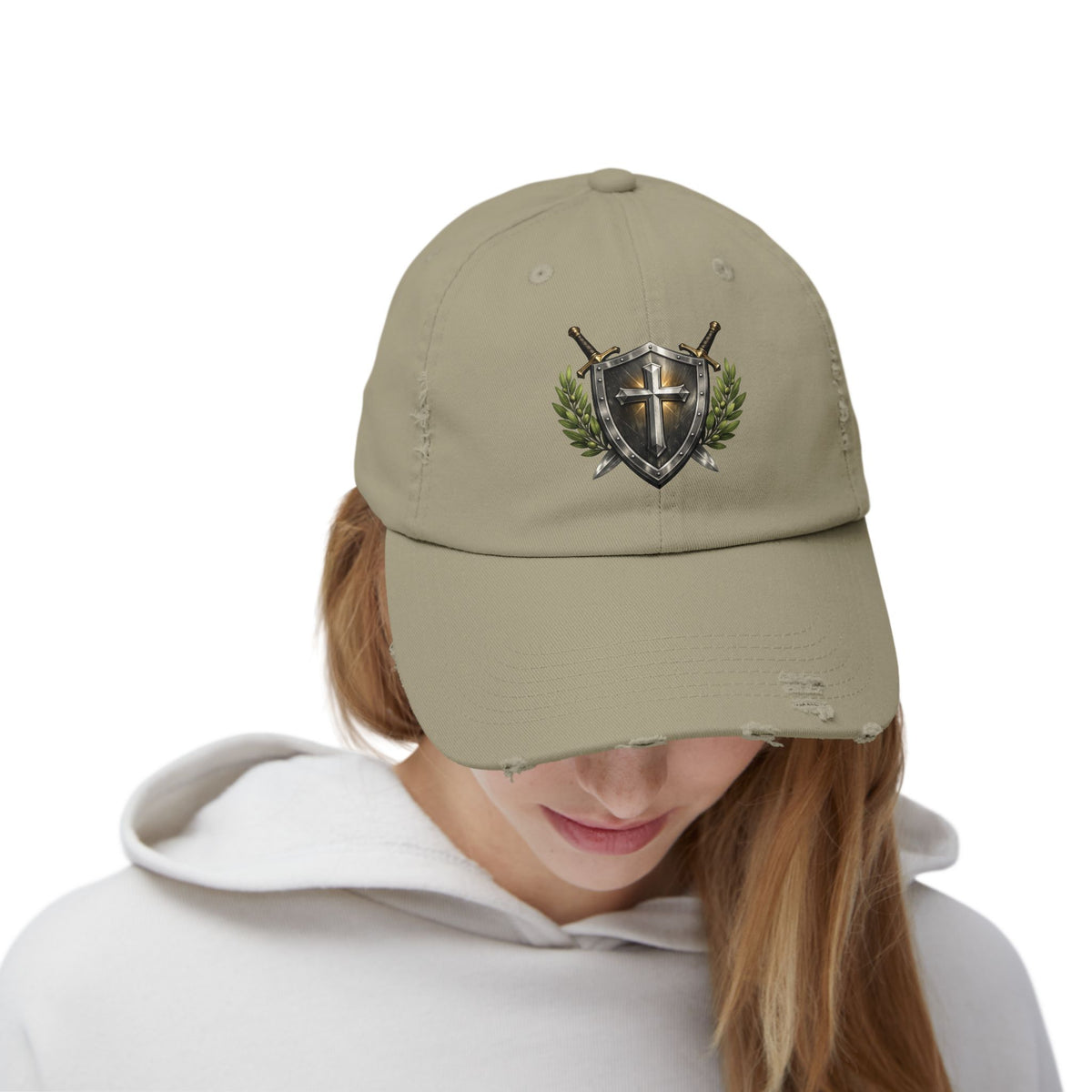 Distressed Shield & Swords Baseball Cap