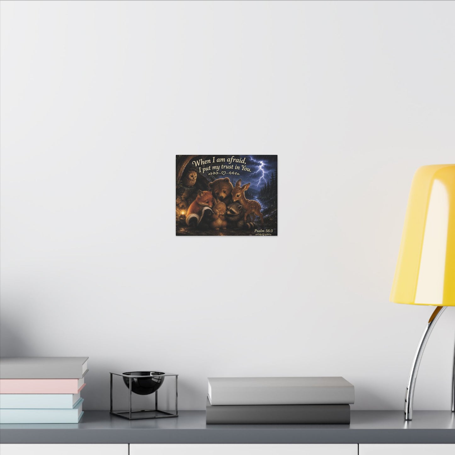 Canvas Wall Art — "When I Am Afraid, I Put My Trust in You" Psalm 56:3 (Woodland Animals)
