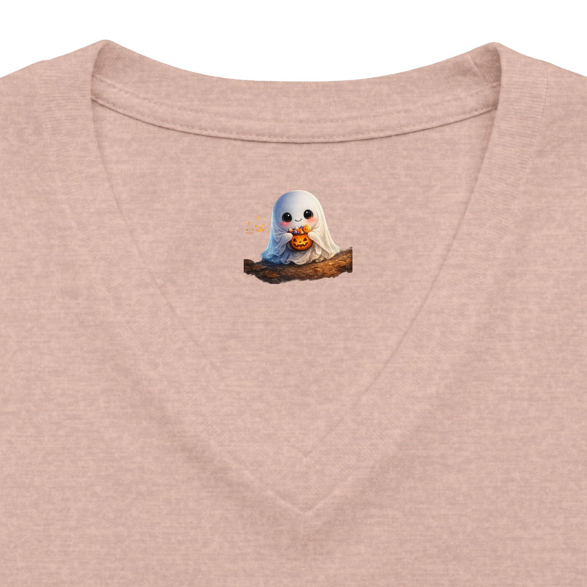 Abuela Halloween V-Neck Tee — Cute Pumpkin Ghost 'Abuela' Graphic