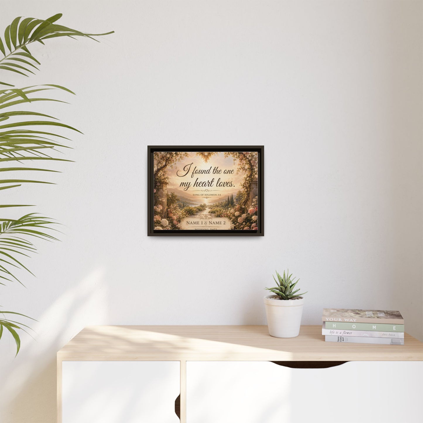 Framed Canvas Print — "I Found the One My Heart Loves" Personalized Wedding Art