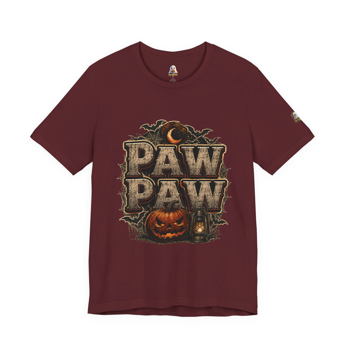 Paw Paw Halloween T‑Shirt — Vintage Pumpkin & Bats Scary Grandpa Tee