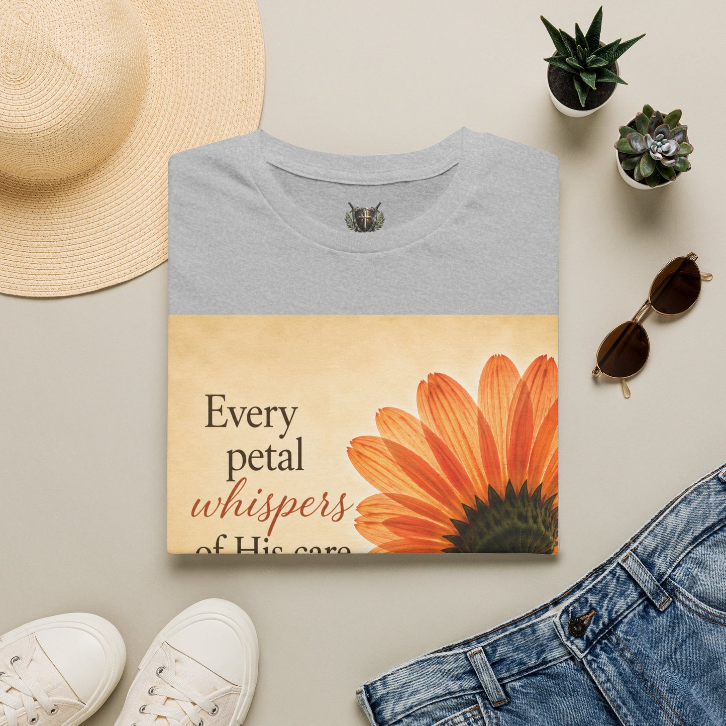 Sunflower Faith T‑Shirt — "Every Petal Whispers of His Care" Inspirational Tee