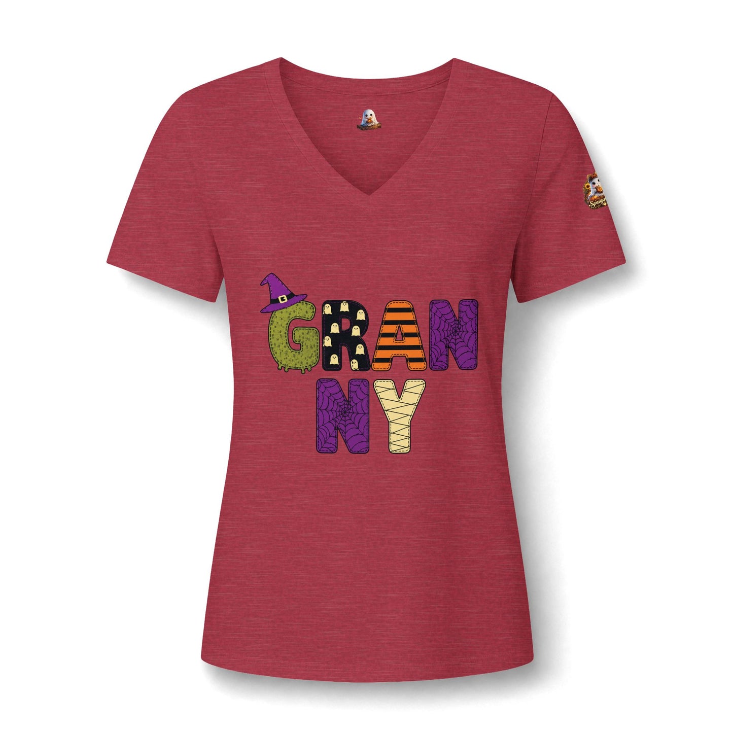 Granny Halloween V-Neck Tee — Women's 'GRANNY' Spooky Holiday Shirt