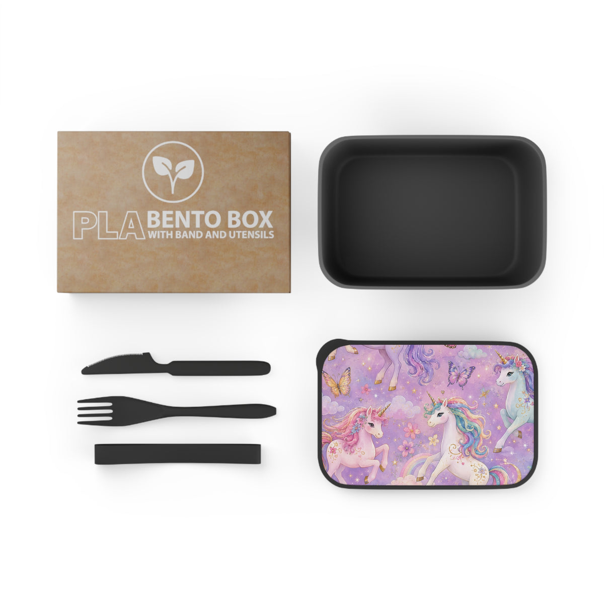 Unicorn Kids Bento Box with Utensils — Magical Pastel Lunch Box