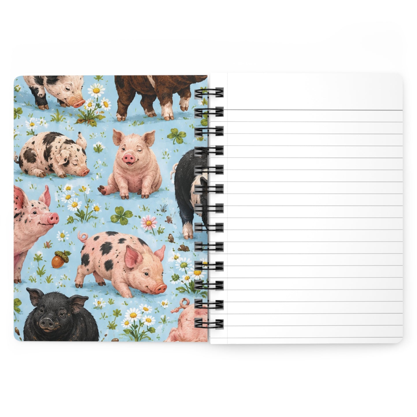 Pig Pattern Spiral Journal — Cute Farm Piglets Notebook for Kids & Animal Lovers
