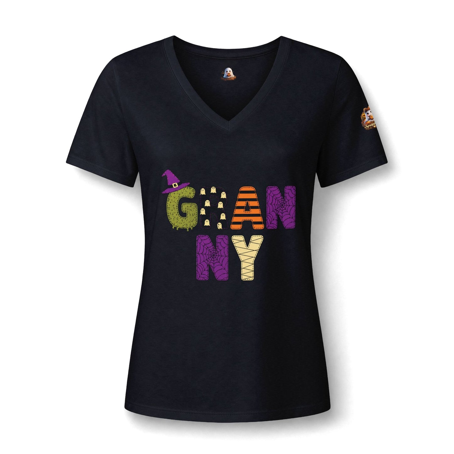Granny Halloween V-Neck Tee — Women's 'GRANNY' Spooky Holiday Shirt