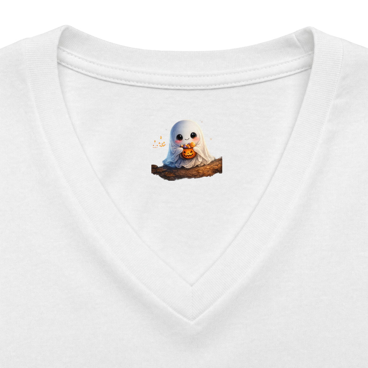 Honey Halloween V‑Neck Tee — 'HONEY' Cute Spooky Pumpkin Ghost Graphic