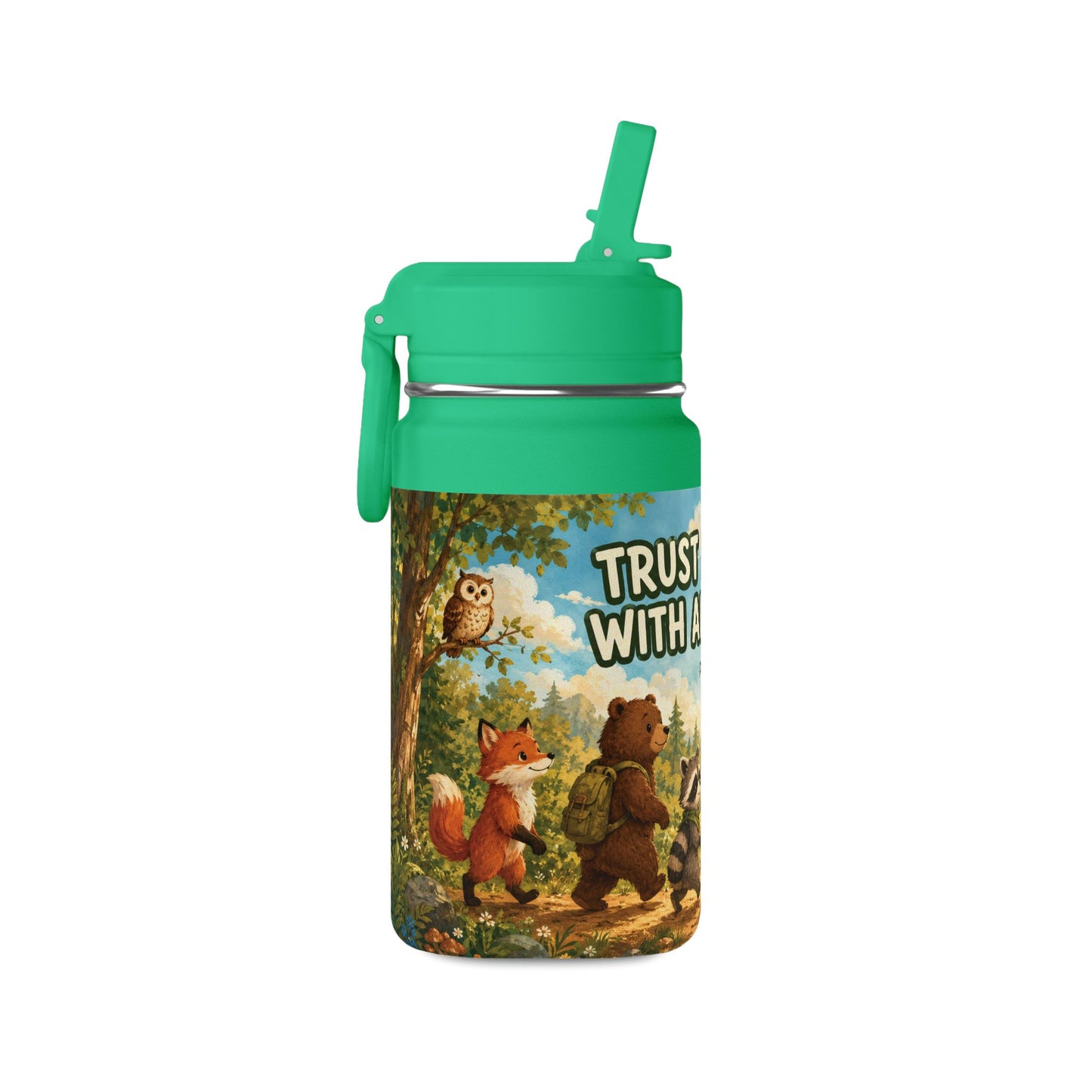 Kids Mini Water Bottle – "Trust in the Lord" Woodland Animals 14oz