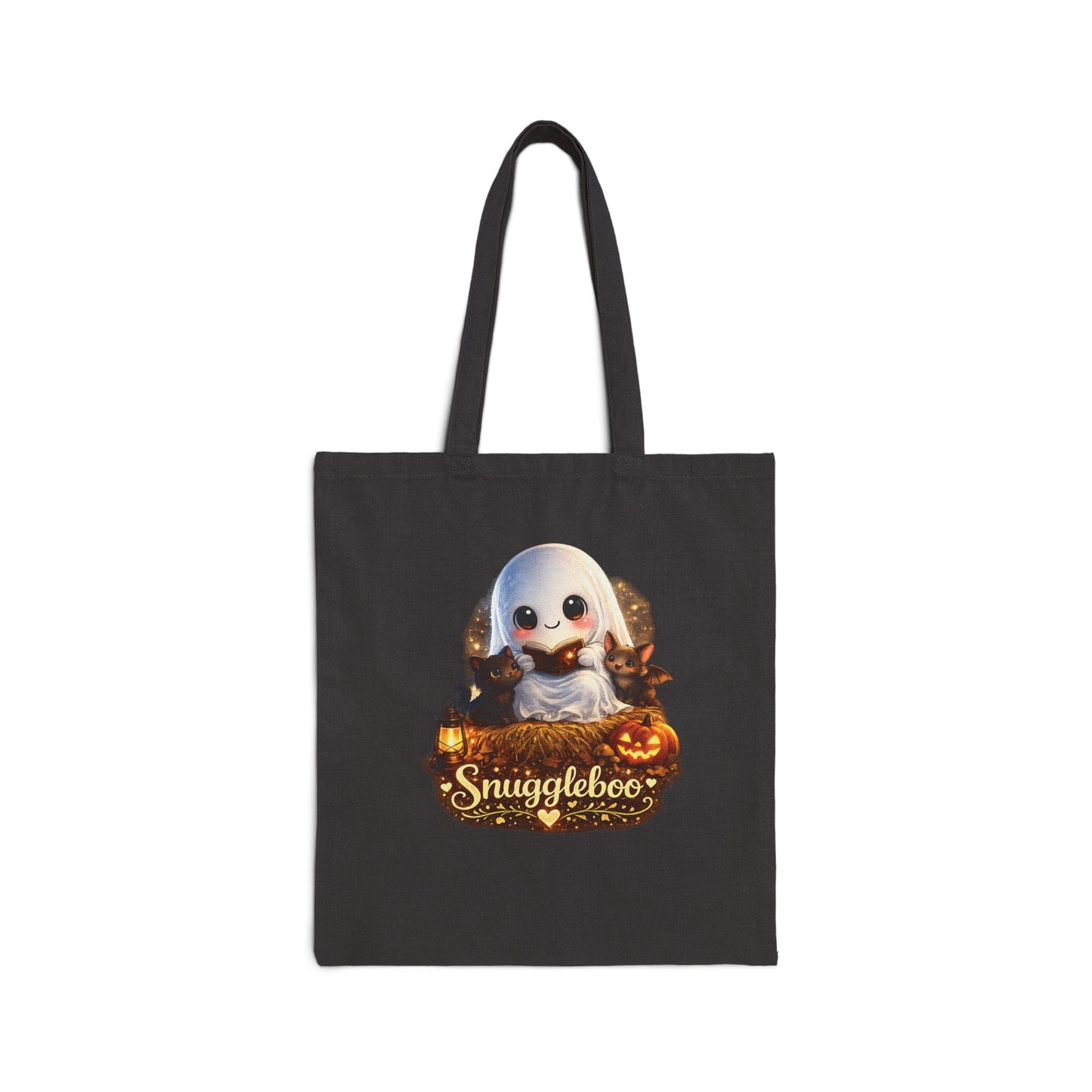 Halloween Snuggleboo Tote Bag — Cute Ghost Pumpkin Canvas Tote