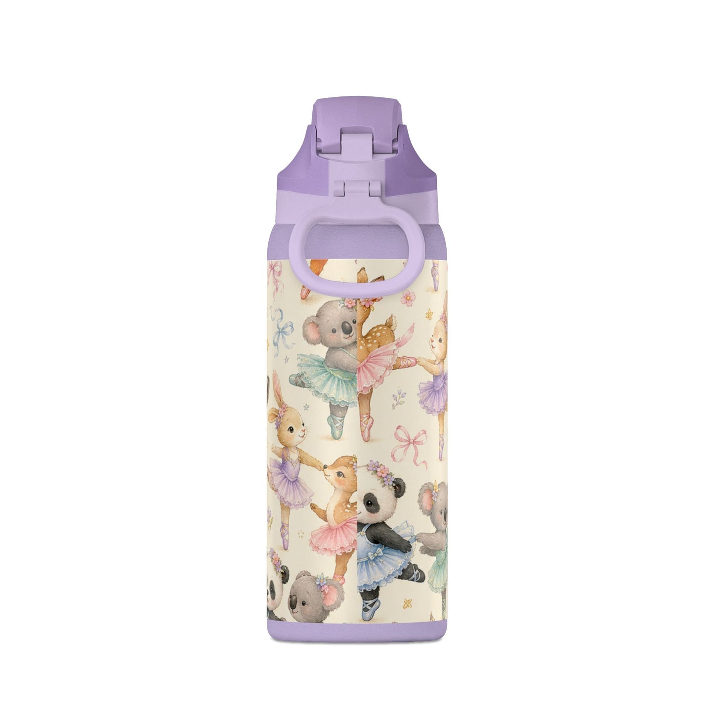 32oz Insulated Water Bottle — Cute Ballet Animal Print (Oasis)