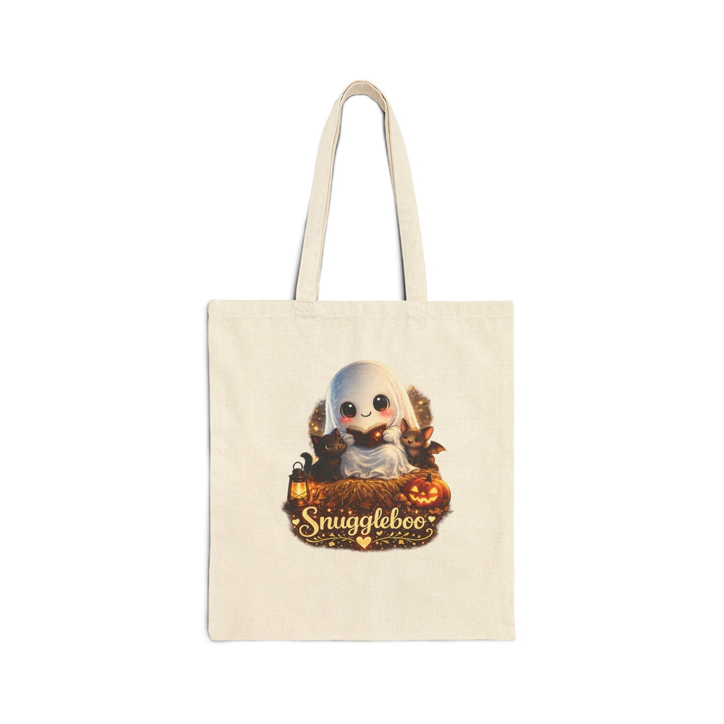 Halloween Snuggleboo Tote Bag — Cute Ghost Pumpkin Canvas Tote