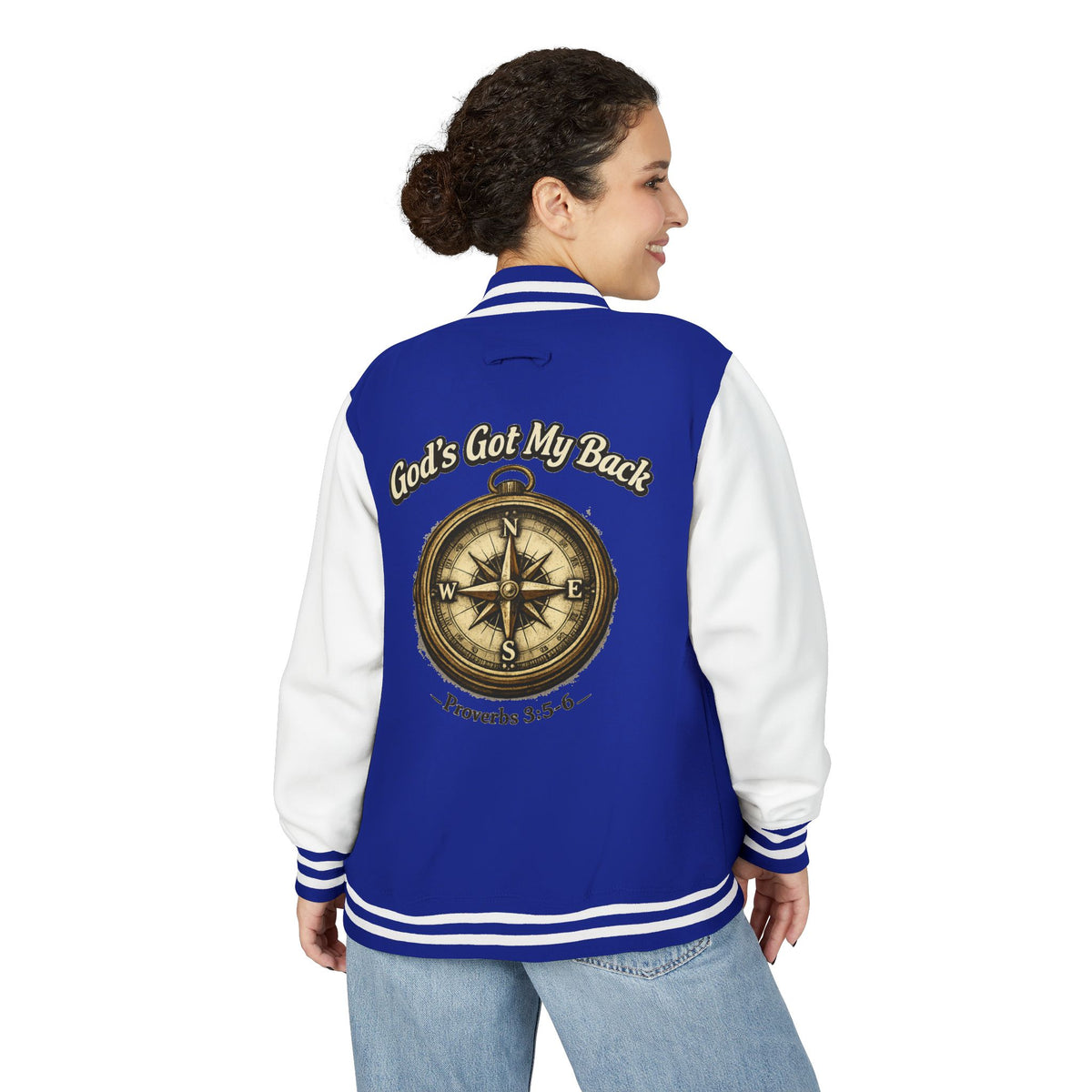 Letterman Jacket — "God's Got My Back" Compass Christian Varsity Jacket