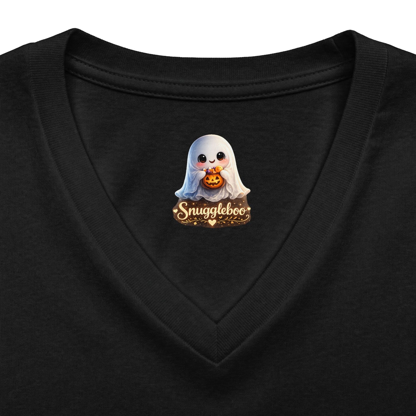 Vovó Halloween Tee — Cute Ghost & Pumpkin "Vovó" V-Neck Shirt