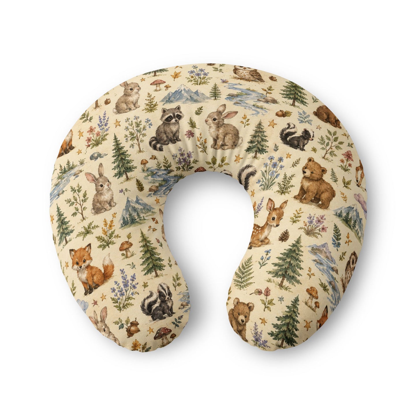 Woodland Friends Nursing Pillow Cover — Cute Forest Animal Baby Support