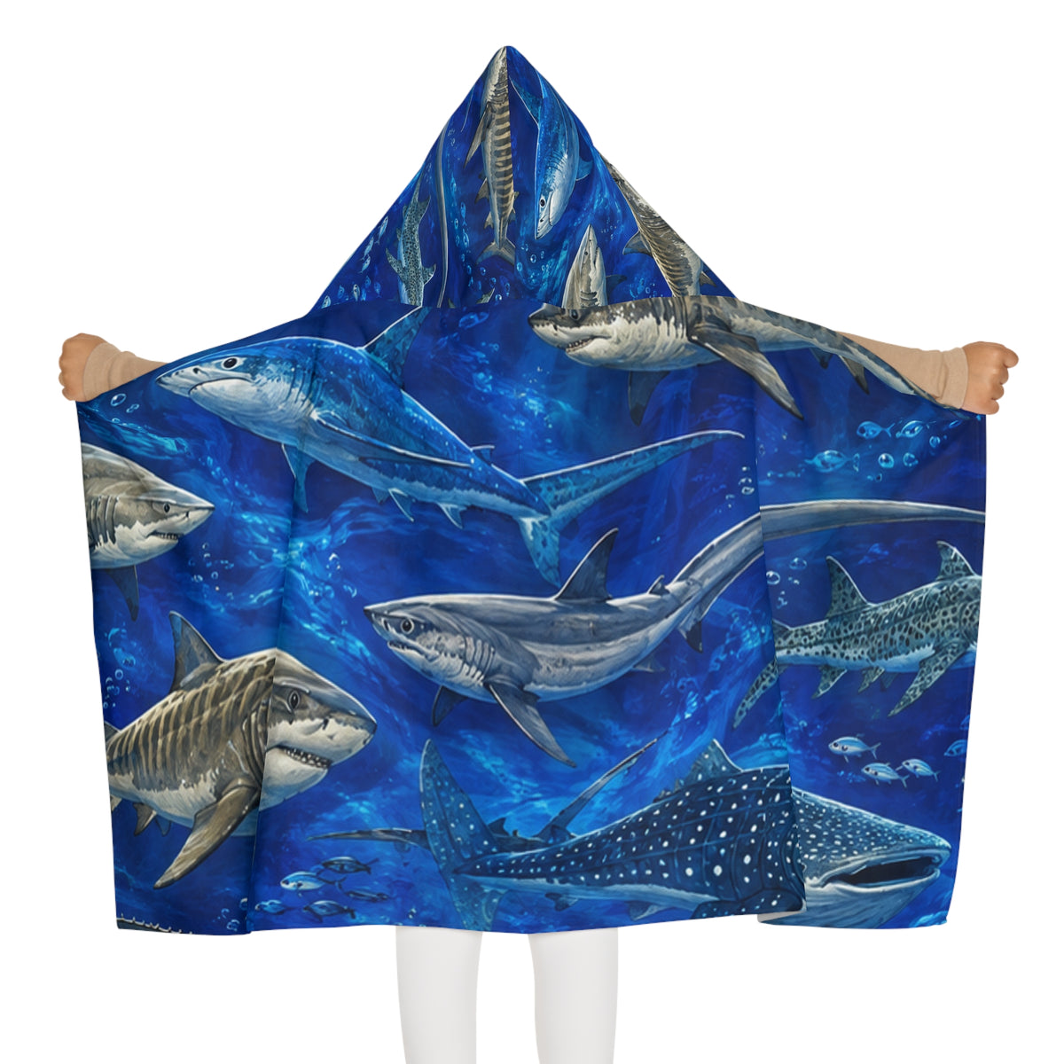 Shark Ocean Hooded Towel — Youth Beach & Swim Cover-Up