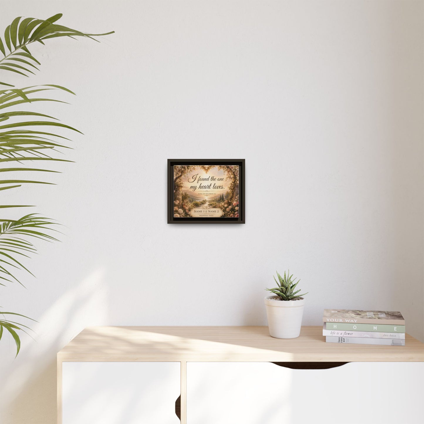 Framed Canvas Print — "I Found the One My Heart Loves" Personalized Wedding Art