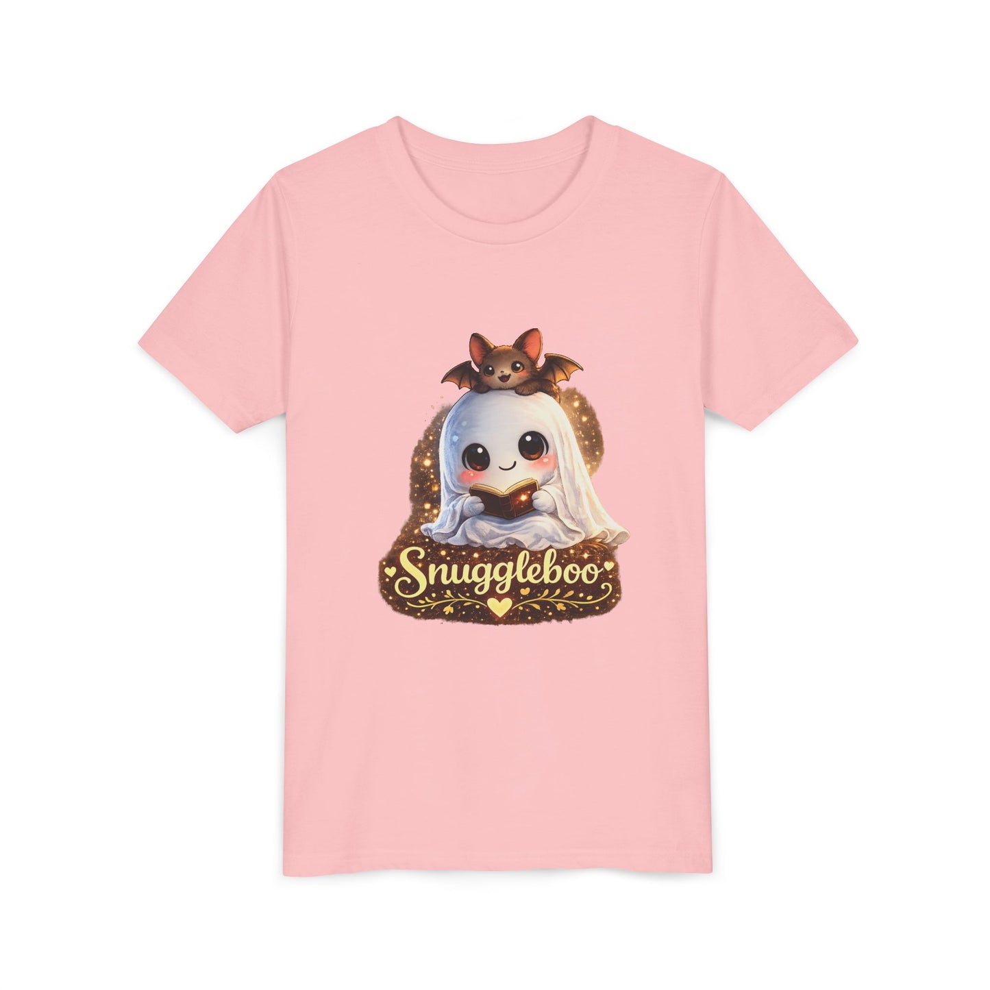 Youth Tee — "Snuggleboo" Cute Ghost & Bat Halloween Shirt