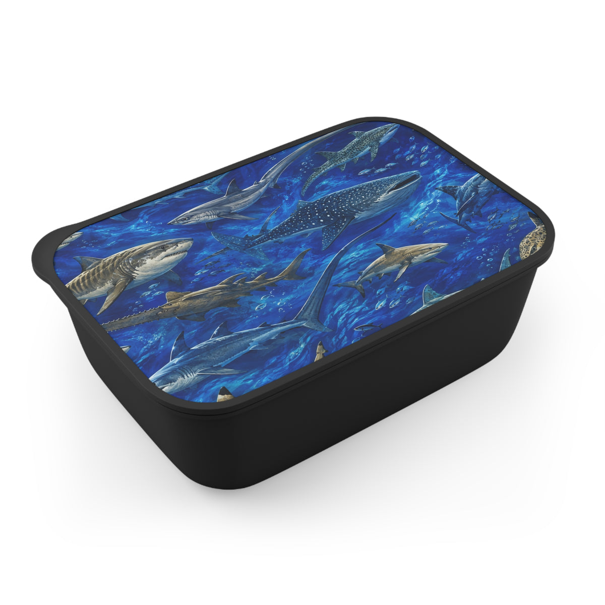 Sharks Waterproof PLA Bento Box with Utensils — Ocean Marine Life Lunchbox