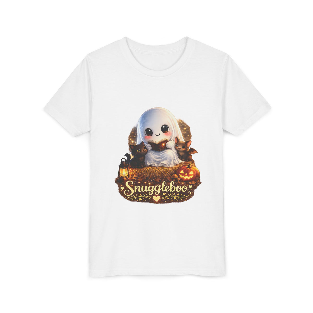 Kids Halloween Ghost Tee – "Snuggleboo" Cute Spooky Pumpkin Design