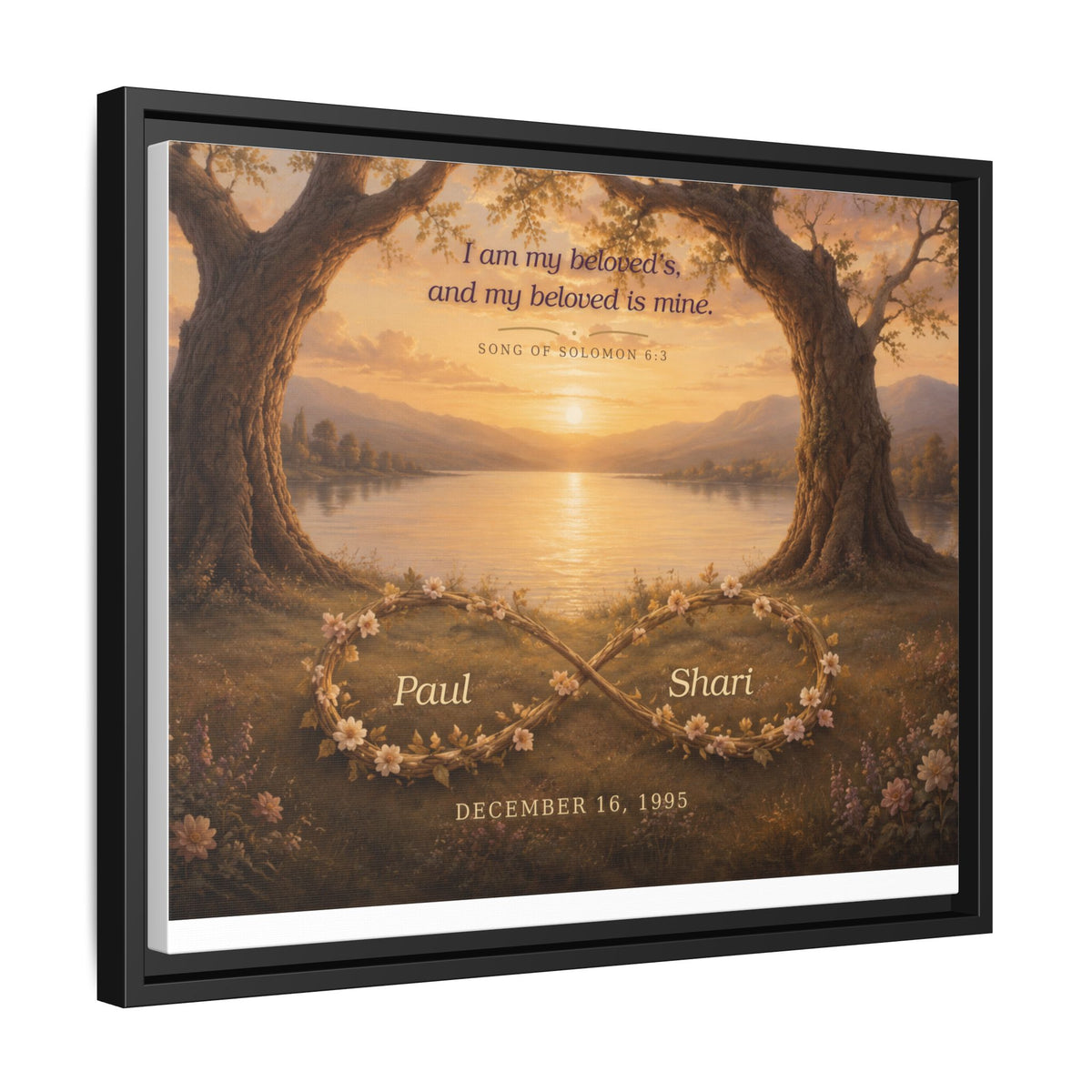Framed Canvas Print — "I Am My Beloved's" Romantic Sunset Wall Art