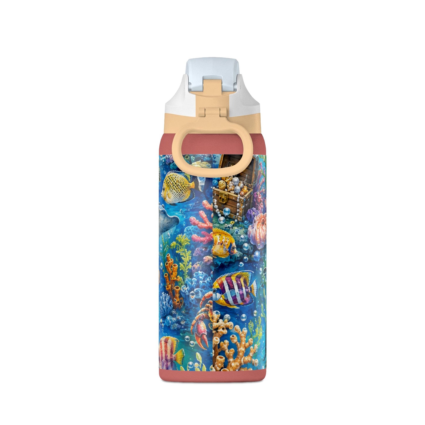 SeaLife 32oz Insulated Water Bottle — Colorful Ocean Turtle & Jellyfish Design